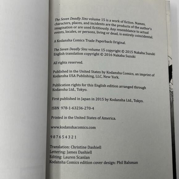 The Seven Deadly Sins Manga English COMPLETE Set 1-15 Nakaba Suzuki - Picture 7 of 9